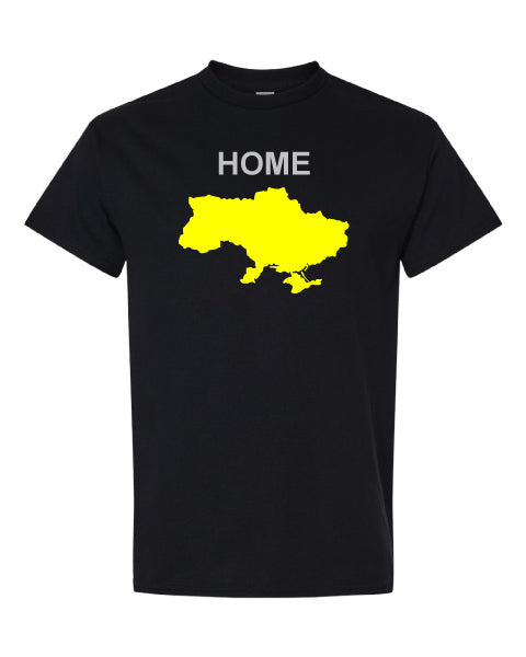 Ukraine My Home T-shirt Black Yellow Print