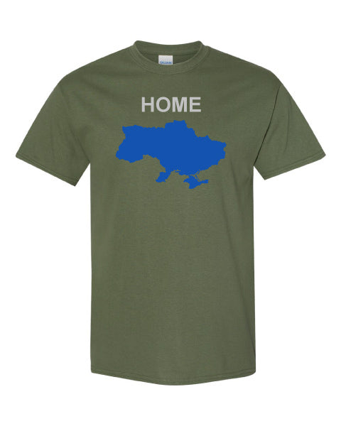 Ukraine My Home T-shirt Military Green Blue Print