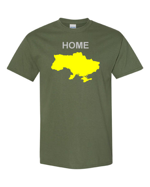 Ukraine My Home T-shirt Military Green Yellow Print